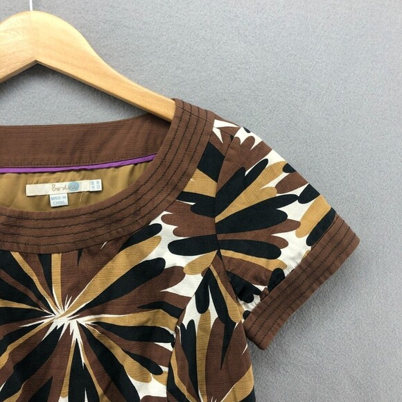 Boden Floral Burst Retro Weekend Shift Dress US 4 UK 8 Cotton Abstract Artsy Lux - Picture 4 of 11
